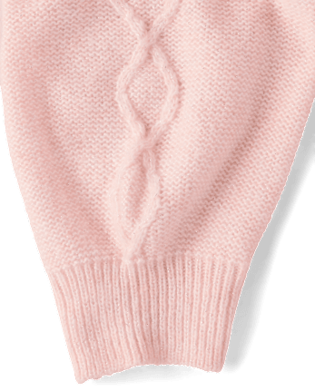 Girls Faux Pearl Cable Knit Cropped Sweater