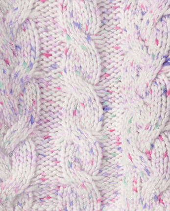 Girls Rainbow Cable Knit Cropped Sweater