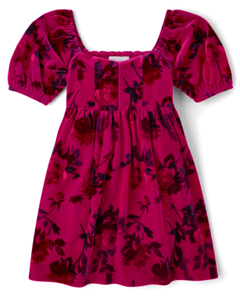 Girls Floral Velour Corset Dress