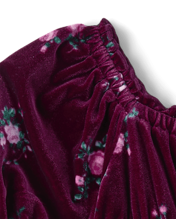 Robe babydoll en velours fleuri pour fille