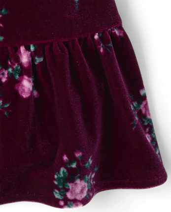 Robe babydoll en velours fleuri pour fille