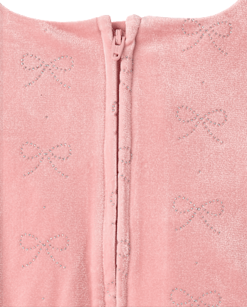 Girls Glitter Bow Velour Bubble Dress