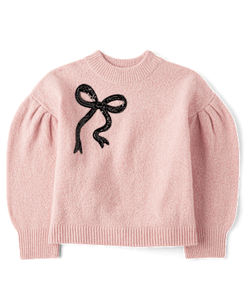Girls Sequin Bow Sweater