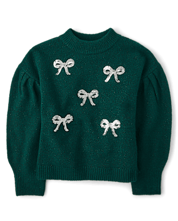Girls Sequin Bow Sweater