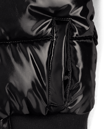 Girls High Shine Microfleece Lined Bomber Puffer Jacket