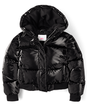 Girls High Shine Microfleece Lined Bomber Puffer Jacket