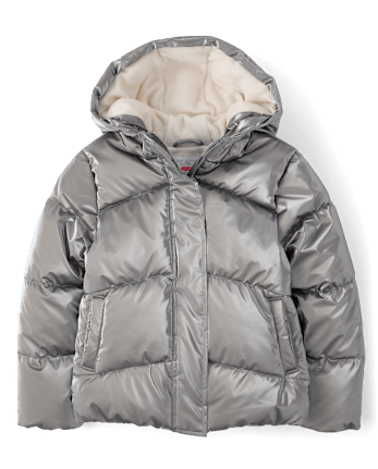 Girls High Shine Microfleece Lined Puffer Jacket