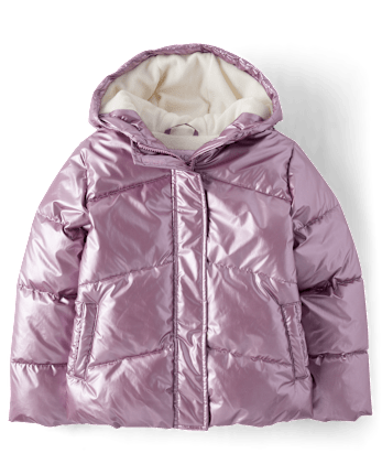 Girls Pearlescent Microfleece Lined Puffer Jacket