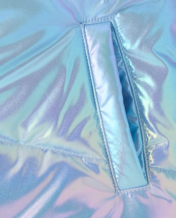 Girls Iridescent Microfleece Lined Puffer Jacket