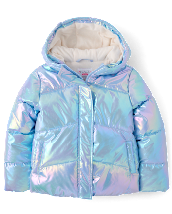 Girls Iridescent Microfleece Lined Puffer Jacket