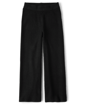 Girls Waffle Knit Wide Leg Lounge Pants
