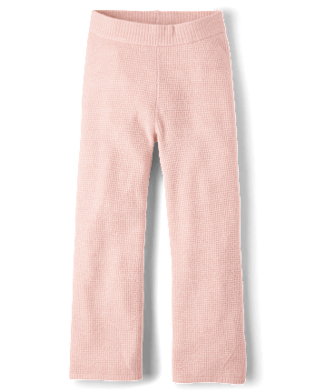 Girls Waffle Knit Wide Leg Lounge Pants