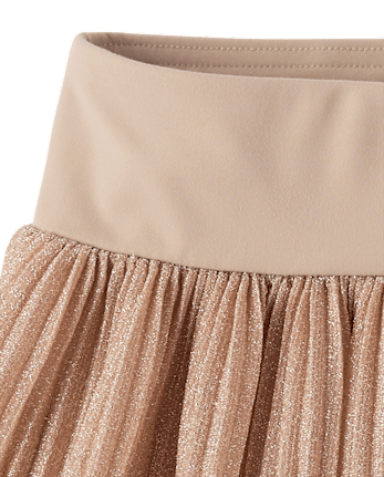 Girls Shimmer Pleated Mesh Skort