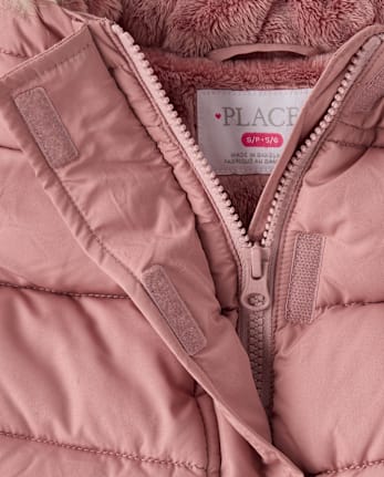 Girls Faux Fur Lined Mid Length Puffer Jacket