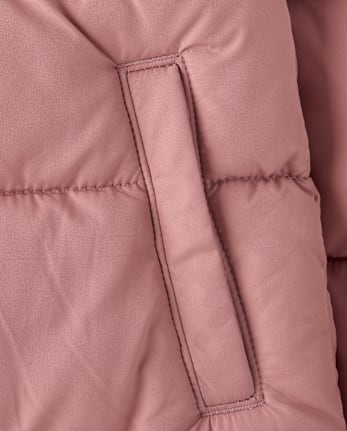 Girls Faux Fur Lined Mid Length Puffer Jacket