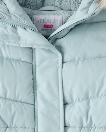 Girls Heavyweight Faux Fur Lined Mid Length Puffer Jacket