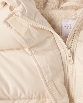 Girls Faux Fur Lined Long Puffer Jacket