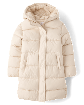 Girls Faux Fur Lined Long Puffer Jacket