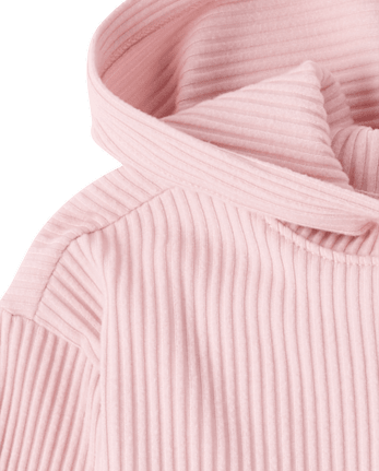 Sweat à capuche côtelé en peluche pour fille