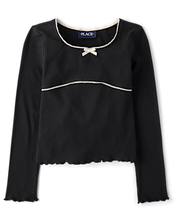 Girls Ribbed Lettuce Top