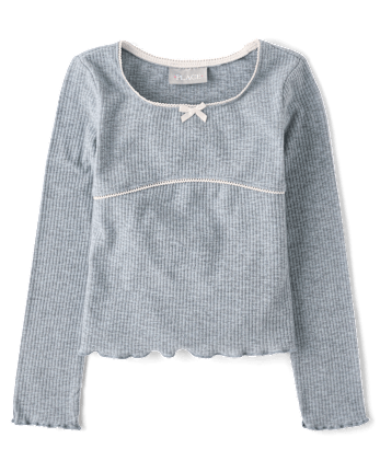 Girls Ribbed Lettuce Top