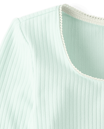 Girls Ribbed Lettuce Top