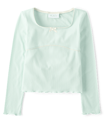 Girls Ribbed Lettuce Top