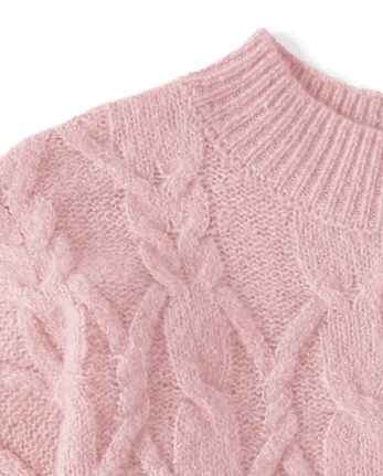 Girls Cable Knit Cropped Chunky Sweater