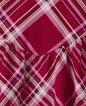 Girls Plaid V-Waist Dress