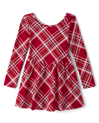 Girls Plaid V-Waist Dress
