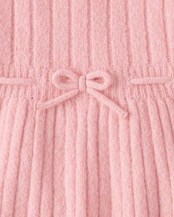 Girls Bow Ribbed Sweater Dress