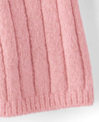 Girls Bow Ribbed Sweater Dress