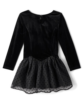 Girls Flocked Floral Drop Waist Tutu Dress