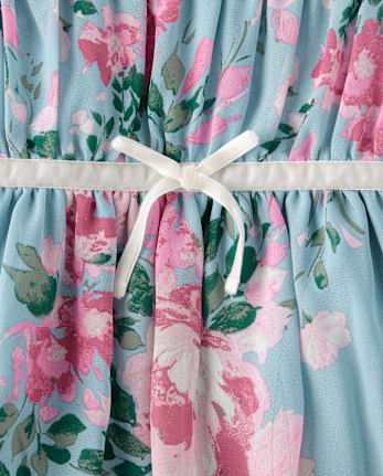 Girls Floral Chiffon Babydoll Dress