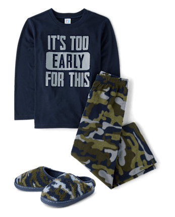 Boys Camo Puff Slipper