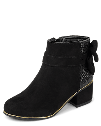 Girls Glitter Bow Booties