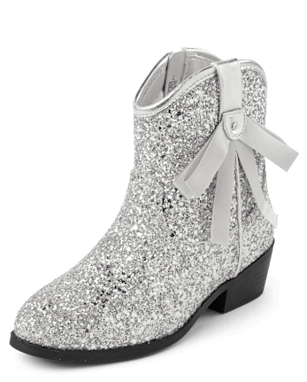 Girls Glitter Bow Cowgirl Booties