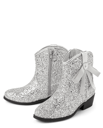 Girls Glitter Bow Cowgirl Booties