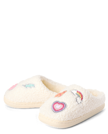 Girls Embroidered Icon Slippers