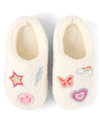 Girls Embroidered Icon Slippers