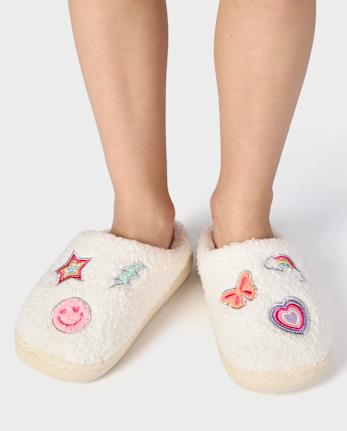 Girls Embroidered Icon Slippers