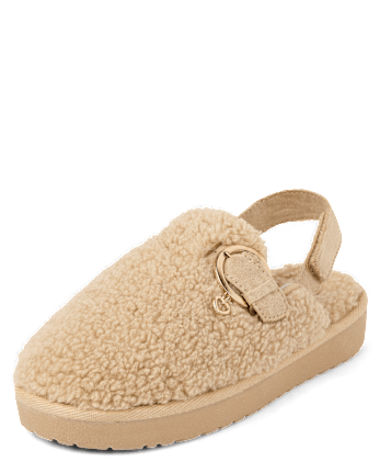 Girls Heart Charm Teddy Slip Ons