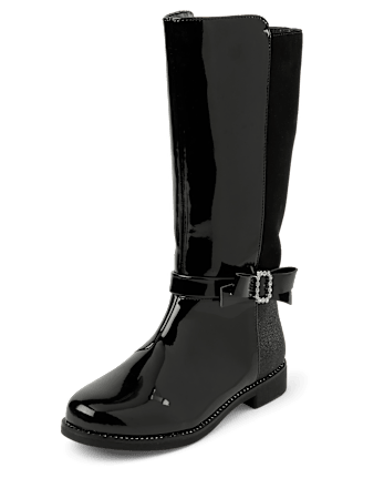 Girls Rhinestone Bow Boots