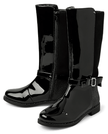 Girls Rhinestone Bow Boots
