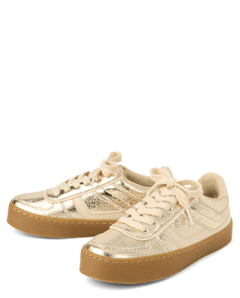 Girls Metallic Platform Low Top Sneakers