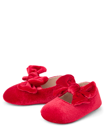 Baby Girls Bow Velvet Ballet Flats