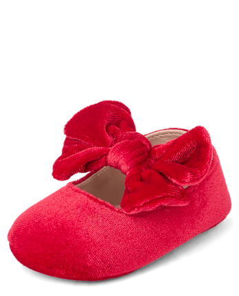 Baby Girls Bow Velvet Ballet Flats