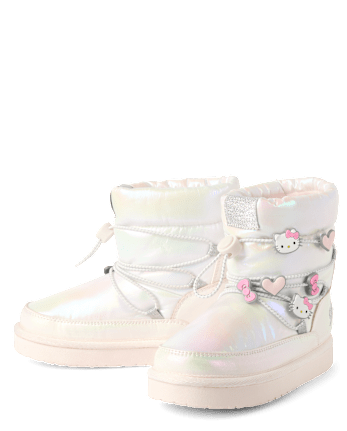 Girls Hello Kitty® Iridescent Embroidered Puffer Boots