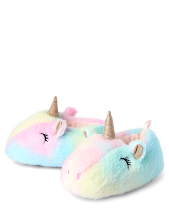 Toddler Girls Rainbow Unicorn Slippers