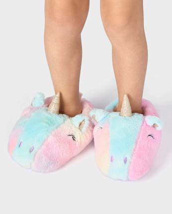 Toddler Girls Rainbow Unicorn Slippers